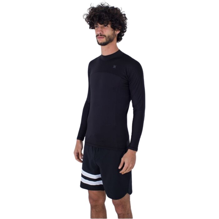 2024 Hurley Hombres Channel Crossing Paddle Series Chaleco De Lycra De Manga Larga MAT0001050 - Black